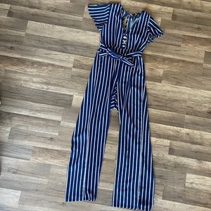 Women’s Size 3 Blue & White Striped Jumpsuit